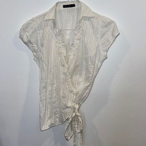 The Limited | collared white wrap top blouse